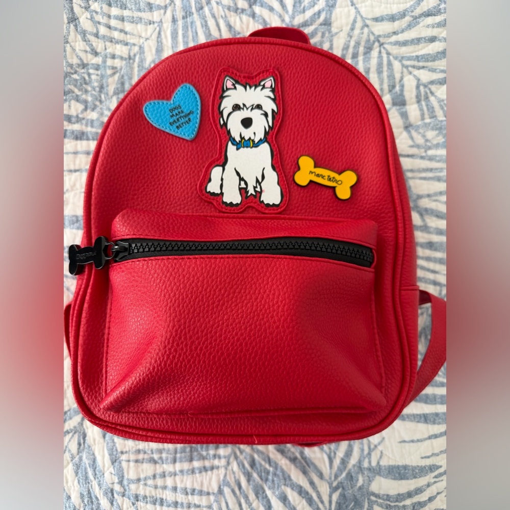 NWOT Marc Tetro Red Westie Dog Mini Zippered Backpack, OS